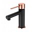 Grifo lavabo monomando Milos Stick negro oro rosa de Imex